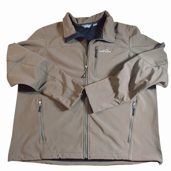 Eddie Bauer DWR Jacket Coat Full Zip 3X Brown Black Soft Shell Pockets Outerwear - Picture 1 of 16